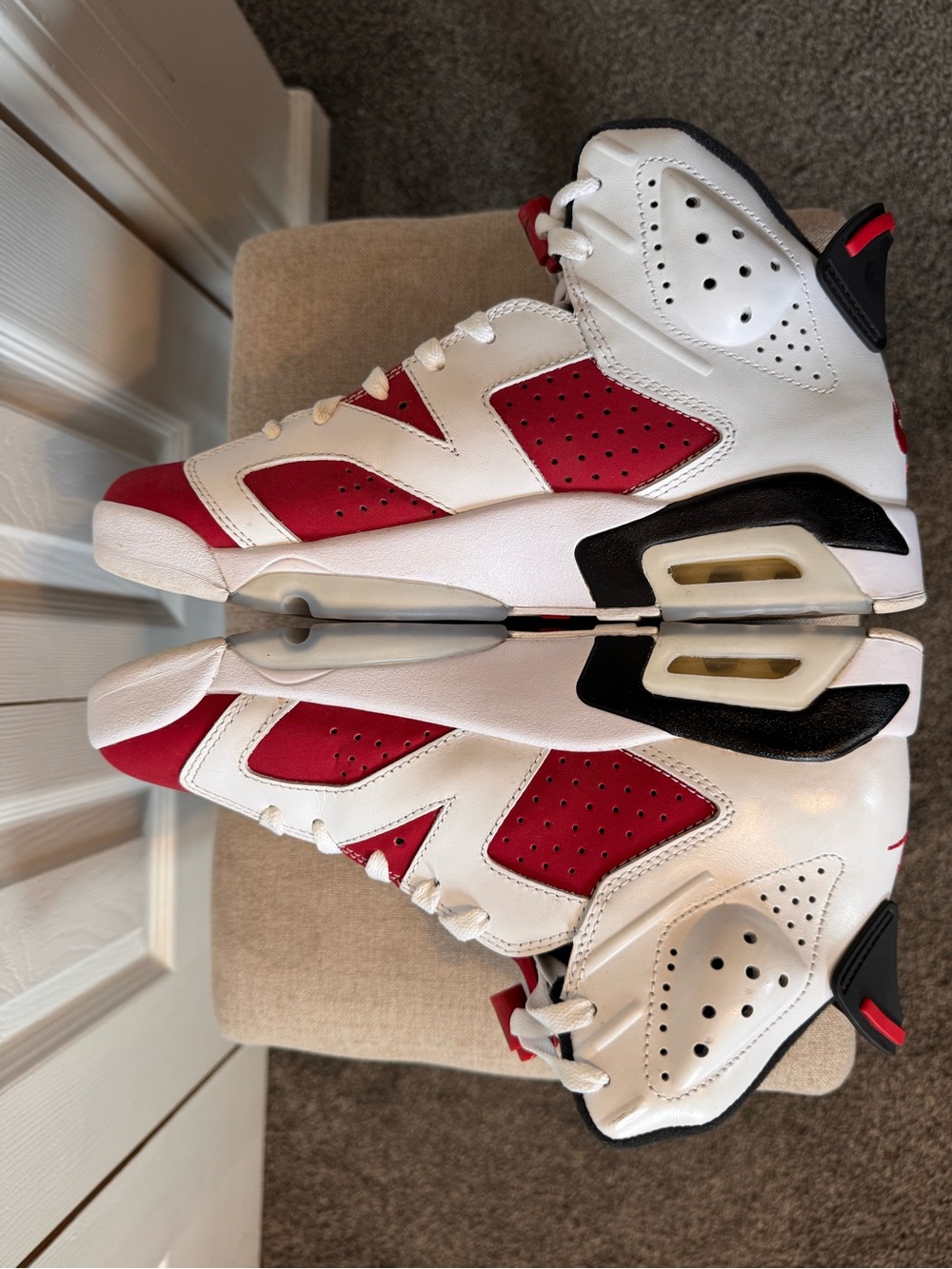Nike Men’s Jordans Red, White & Black 6 Retro High-Top Carmine Sneakers Size 8 - Picture 7 of 15